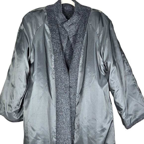 Henig Furs Wool Mohair Long Coat Gray Brushed Button Front Overcoat Womens 10 - Picture 15 of 15